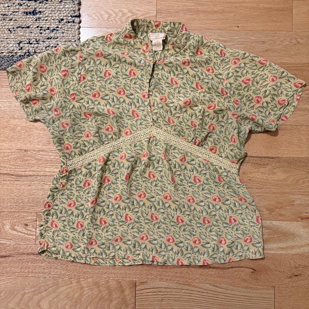 Vintage April Cornell floral flowy y2k blouse